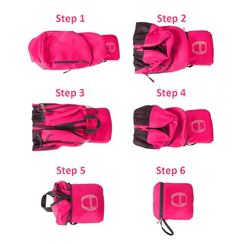 MounTop Outdoor Lightweight Foldable Water Resistant Backpack for Travel Hiking Riding - color: Fuchsia