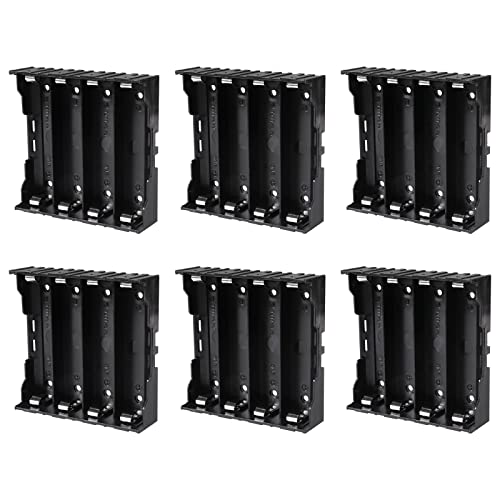 6pcs 18650 Battery Case Holder 4 Slots X 3.7V 18650 Battery Storage Box, in Parallel Black Plastic Batteries Clip Box with Pin for DIY Parallel or Series Circuit PCB Projects - color: 6pcs 18650 Battery Case Holder 4 Slots