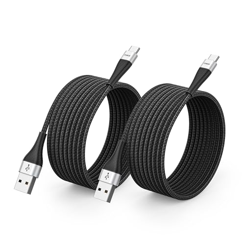 Extra Long USB A to USB C Cable 15FT, 2Pack Type C Charger Fast Charging | Nylon Braided Charging Cord for iPhone 17 16 15, iPad Pro, Air, Mini, Samsung Galaxy S26 Ultra, Z Fold 7, Pixel 10 Pro XL - color: Black, size: 15 FT - 2 Pack, style: USB A to USB