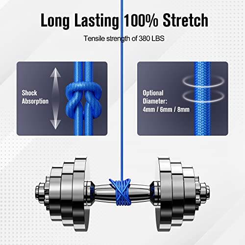 Elastic Bungee Shock Cord 3-8mm (Light Blue, 1/8'' x 164FT) - color: Light Blue, size: 1/8'' x 164FT