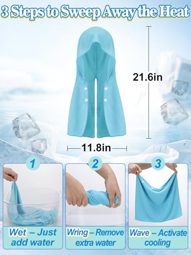 Acostop 3 Pcs Long Lasting Cooling Hoodie Towels for Neck and Face - color: Blue, Purple, Green