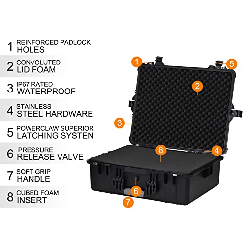 MEIJIA All Weather Waterproof Hard Camera Case,Hard Case with Customizable Fit Foam,Fit Use of Drones,Camera,Equipments,Pistols,Elegant Black (Black, 24.25"X19.43"X8.68") - size: 24.25" x 19.43" x 8.68"