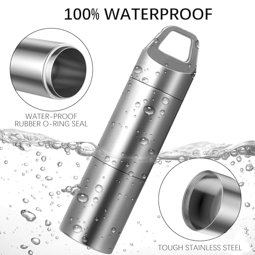 Small Pill Holder Keychain(2 Compartments Design), Portable Metal Pill Case Waterproof Pill Box Container Mini Stainless Steel Pill Organizer for Travel Purse Pocket - size: Small
