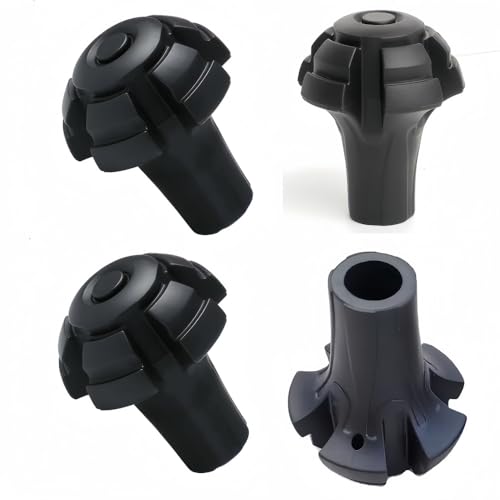 Walking Stick Tips Rubber 4pcs Trekking Pole Tips Replacement- Rubber Feet for Hiking Poles, Walking Sticks, Trekking Poles | Rubber Tip for Walking Sticks Hiking Trekking Poles Boot Tips Rubber Feet - color: All-Terrain Round Wide Hiking Stick Tips - 4 P