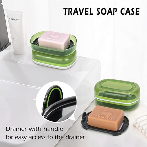 AIDIMMING Travel Soap Case, Bath Soap Holder, Bar Soap Dish with Lid for Traveling,Portable Bar Soap Container for Traveling, Camping, Gym, Bathroom (Green) - color: Green, size: Regular