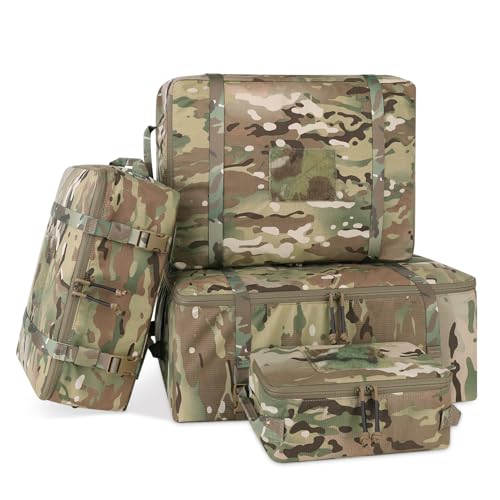 PETAC GEAR 4 PCS Tactical Modular Packing Cubes with Waterproof Material, Large Capacity Storage Bag, Easy Clean Outdoor Travel Organize Storage Pouches Bags (M-T) - color: M-T