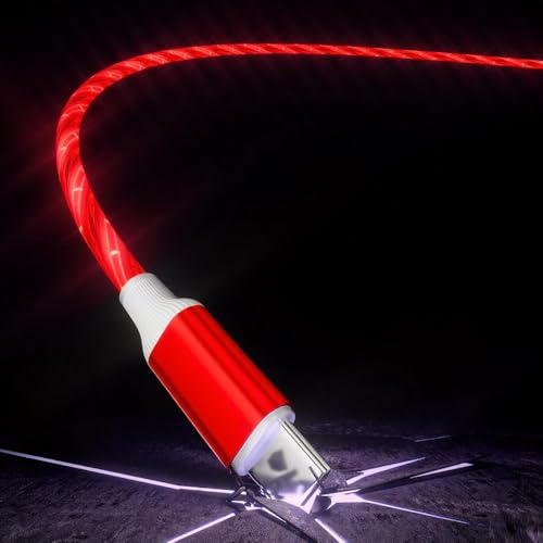 IHAO USB C to C Charger Cable PD Fast Charge and High Speed Sync Visible Starry LED Current Flowing Compatible with All USBC Device-Starry Red C to C 39Inches - color: Starry Red C to C