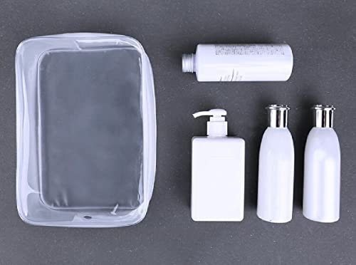 6 Pack Clear Toiletry Carry Pouch, White, Large TSA Approved | Zipper Portable Plastic Cosmetic Bag Waterproof, For Vacation Travel Bathroom and Organizing - size: Large bags only
