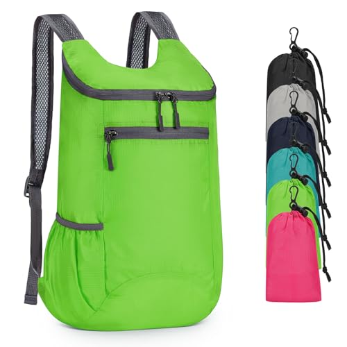 Lightweight Foldable Backpack,Travel Hiking Daypack Packable Bag | Green,20L Folding Backpack for Outdoor, Cycling,Camping, for Men and Women - color: Green