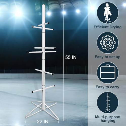 Hockey Gear Drying Rack Metal Hockey Drying Rack for Storing Adult and Child Sports Equipment 4 Additional Hanging Clips