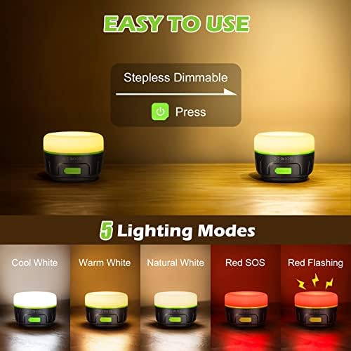 Sinvitron LED Camping Lantern Rechargeable with Remote Control - 1000LM 150H Runtime Tent Light, 5200mAh Water-Resistant Emergency Light for Hurricane Power Outages, Hiking Home - style: 1Pack Black&Green