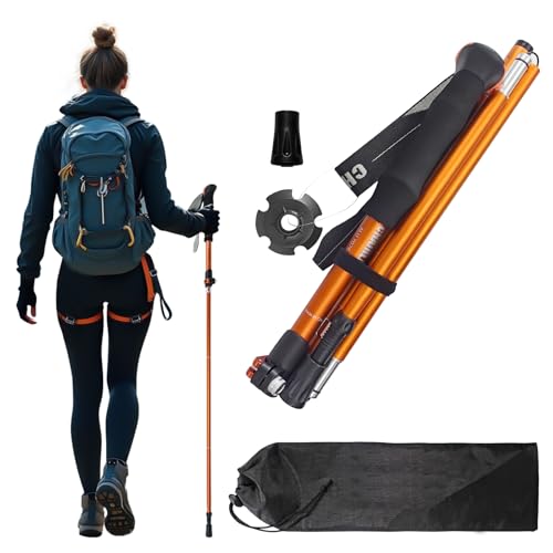 Collapsible Trekking Pole, 43.3-51.2 Inch 7075 Aluminum, Orange