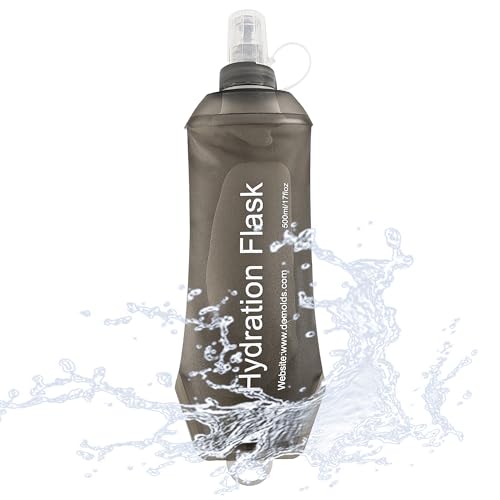 J.CARP 500ml Soft Flask Running Water Bottles, TPU Foldable Running Hydration Flask for Hydration Pack Cycling Hiking Climbing Outdoors Motorbike Dark Grey - color: Dark Grey, 500ml