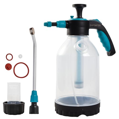 70oz Sprayer Bottle, 0.5gal Pump Sprayer for Flowers, Potted Plant | Handheld Water Bottle with Easy Refill Side Port, Measuring Cup Cap, Clear Bottle with Scale, Aluminum Wand