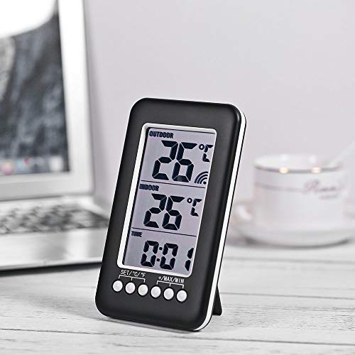 Indoor/Outdoor Thermometer Wireless Thermometer for House LCD ℃/℉ Digital Clock Temperature Meter with Transmitter Easy to Read Numbers
