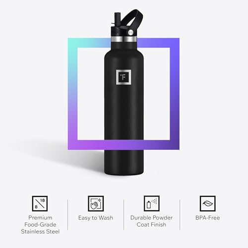 IRON °FLASK 24 oz Narrow Mouth Water Bottle with Straw - color: Sage, style: Straw - 24 oz (1 Lid)