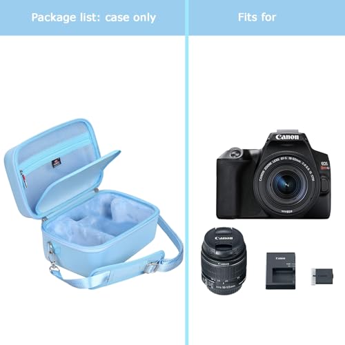 FBLFOBELI EVA Camera Case for Canon EOS Rebel T7/T8i/T5/R50/R100 | Hard EVA Shell, Shockproof & Water-Resistant, Custom Molded Interior, Detachable Shoulder Strap, Travel Storage Bag, Blue - color: Blue