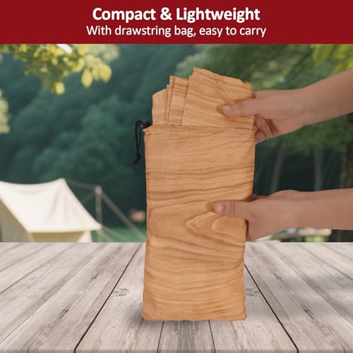 6ft 72in Picnic Table and Bench Cover, 3 Pack, Wood Grain | Drawstring Bag, Waterproof Windproof, Elastic Fitted Edges Tablecloth, for Rectangle Table & Seat, Camping Essentials RV Gear - color: Wood Grain, size: 72"