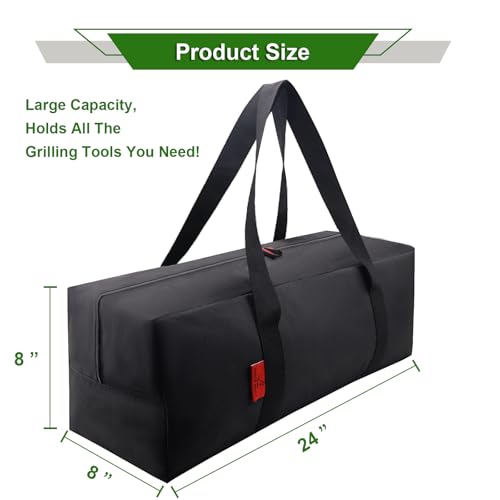 Extra Thick 24" Storage Bag Grill Tool Organizer Pro, BBQ Tool Heavy Duty Storage Bag, Double Layer 600D Oxford Cloth Waterproof (2x Thickness), Camping, Tailgating, BBQ Party Gift - style: 24"lx8"wx8"h Pro
