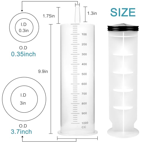 1000ml Extra Large Syringe with Tip Adapter, Sterile and Individual Sealed, Plastic Garden Syringe for Liquid, Paint, Epoxy Resin, Oil, Watering Plants, Refilling - style: 1000 ml