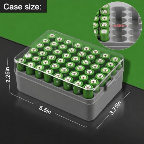 ALCYON Plastic Battery Storage Organizer for 48 AA Batteries - color: Grey, size: Large 48+AA Batteries