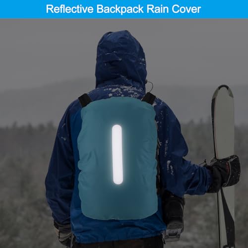 PATIKIL Waterproof Backpack Rain Cover, Non-Slip Backpack Cover with Vertical Reflective Strap Stay Dry for Hiking, Camping, Hunting - color: Light Blue, size: Small