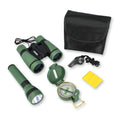 Carson AdventurePak Containing 30mm Kids Field Binoculars, Lensatic Compass, Flashlight and Signal Whistle with a Built-in Thermometer (HU-401), Multicolor - style: Binocular Kit