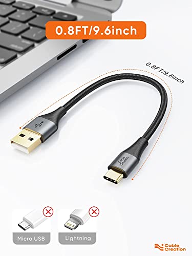 CableCreation 2-Pack Short USB A to C Cable 0.8FT, USB C Cable for Carplay - size: 0.8FT 2-Pack, style: A to C