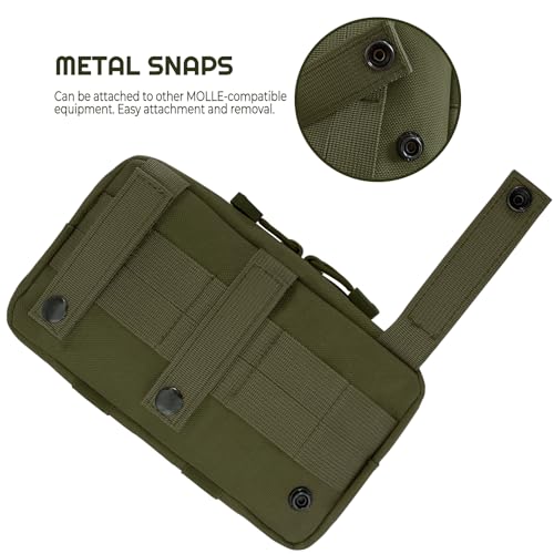 Tactical Molle Admin Pouch | Utility EDC Tool Pouch Bag | Backpack Strap Pouch | Battle Belt Accessories Pouch for Chest Vest Waist Gear - color: Army Green