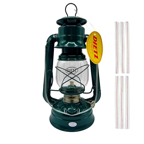 Light of Mine - Dietz #76 Original Green Oil Lantern Bundle Including 6-Pack of 100% Cotton 1/2" Replacement Wick Strips (#76, GRN) - style: #76 Green