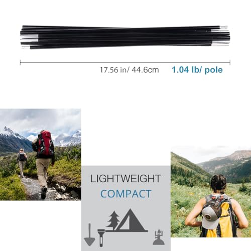 Aluminum Tent Poles Replacement, Black Pre-Assembled Tent Pole, 7001 T6 Heated Camping Tent Rod - color: 20ft 1.3 in 2 Poles