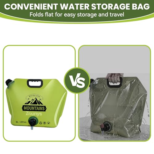 6Pack Collapsible Water Container 8L/2 Gallon Water Jug, Water Storage Bag, Collapsible Water Bag for Travelling, Emergency Water Bag Suitable for Camping Essentials, Survival Gear, Camping Water Jug - color: green