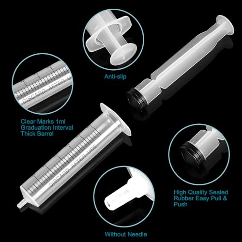 5 Pack Plastic 30ml Syringes with Cap, Sterile Syringe Individually Packaged for Labs, Liquid Measuring, Feeding Pets, Oil or Glue Applicator - size: 30 ml
