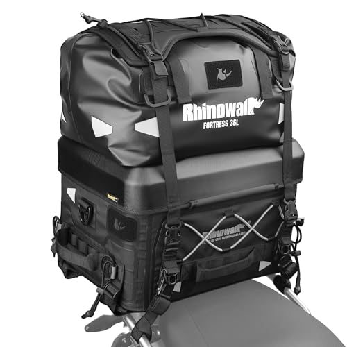 Rhinowalk Modular Motorcycle Saddle Bag Combo – MFT2305 Base Top Case + MFT2308 36L Waterproof Insert for Flexible Storage - style: Hard Case+inner Bag (Mft2307)