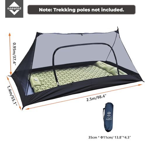 Onewind Mesh Tent with Bathtub, Ultralight Mosquito Net Inner Tent, Black - color: Black-Inner Tent (with Floor)