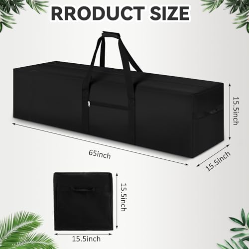 1 Pcs 65 x 15.5 x 15.5, 257 L Versatile Large Duffle Bag, Black | Extra Large Camping Tent Storage Bag, Heavy Duty Waterproof Oxford Duffel for Pole, Canopy, Hammock, Tripod, Sports Equipment - color: Black, size: 65 x 15.5 x 15.5 Inch, 257 L