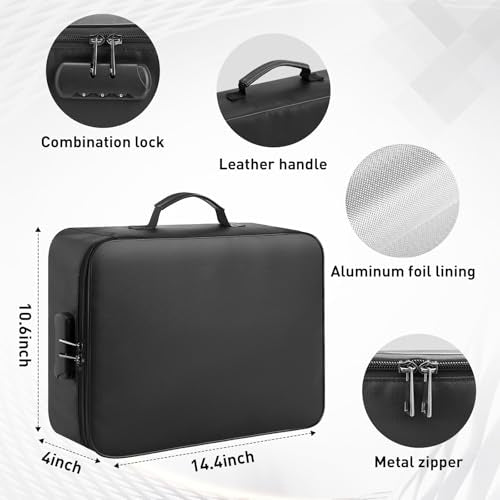 Mondoshop 5200°F Fireproof Document Bag with Lock for Home, Office & Travel | Waterproof Protection, Secure Combination Lock, Multi-Layer Organizer, Large 4-Inch Capacity, Lightweight Portable Design - size: 5200℉ Fireproof + Water-Resistant Soft Bag