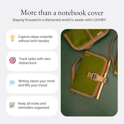 LOCHBY® Mini Field Journal | Water Resistant Waxed Canvas | Pen Loop | Included Tomoe River Notebook | Perfect for Travel, Art, Bullet Journal - color: Olive, size: Pocket-size Hook