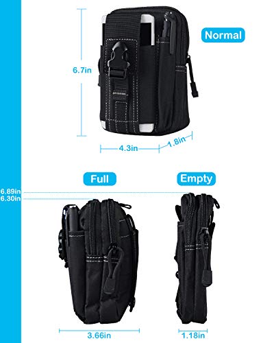 Utility Pouch Gadget Belt Waist Bag with Cell Phone Holder for Compact Carry Waist Pack - color: 1.Black