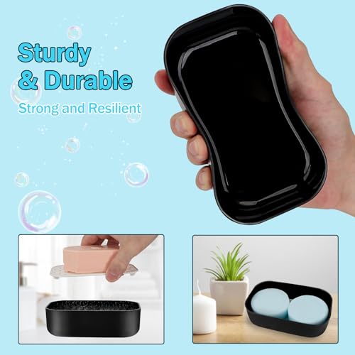 Soap Holder, Travel Soap Container with Removable Draining Layer & Soap Bag，Travel Size Toiletries，Portable Bar Soap Holder，Soap Dishes for Traveling, Camping, Gym, Bathroom(Black, 1 Pack) - color: Black Lager