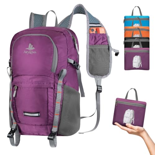 20L Small Hiking Backpack for Women Men, Lightweight Packable Daypack | Water-Resistant Fabric, Quick Access Pocket, Adjustable Strap, Foldable Day pack for Camping, Cycling, Travel (Purple) - color: Purple
