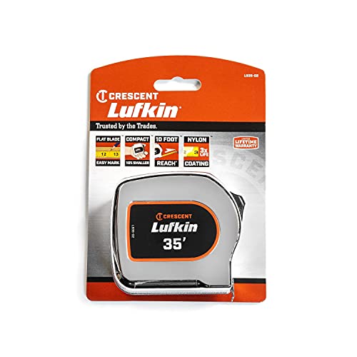 Crescent Lufkin 1-1/8" x 35' Chrome Case Yellow Clad Tape Measure - L935-02 (Pack of 4) - size: 10.7 m (Pack of 4)