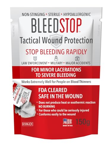 BleedStop First Aid Bleeding Control Powder – Rapid Blood Clotting for Serious Wounds & Nosebleeds, 150 g – Safe for Blood Thinner Patients - style: 150g (1 Pack)