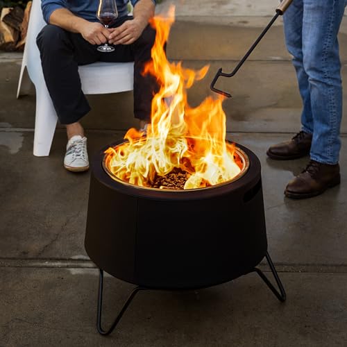 TIKI Social Smokeless Fire Pit, 20 in Wood Burning Fire Pit with Cover | Black, 20-Inch, Stainless Steel, Portable, Wood-Burning, For Patio, Camping Friendly, Includes Cover, Removable Ash Pan - style: Social Fire Pit