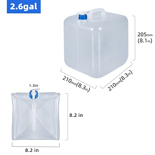 2 Pack Collapsible Water Container with Spigot, Foldable Cube Water Jugs Portable Water Storage for Outdoors Camping Hiking Disaster Preparedness & Survival Gear 1.4/2.6/4/5.3 Gallon - size: 2.6Gallon, style: Stylea