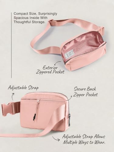 ODODOS Unisex Mini Belt Bag with Adjustable Strap Small Fanny Pack for Workout Running Traveling Hiking, Light Pink - color: Light Pink