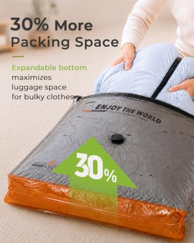 Vacbird 10 Pack Travel Vacuum Bags with Hand Pump, Reusable Waterproof Space Saver for Luggage Clothes Packing