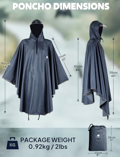 ANYOO Waterproof Rain Poncho Bike Bicycle Rain Capes Lightweight for Adults - color: Grey