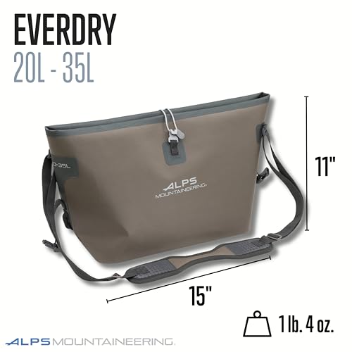 ALPS Mountaineering EverDry Roll-Top Tote – Waterproof Travel & Beach Bag with Adjustable Strap & Lashing Points for Boating & Kayaking - color: Brown, size: 20-35L