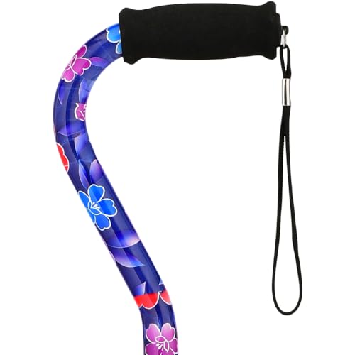 NOVA Heavy Duty Bariatric Walking Cane for Seniors, Men & Women – 500 lb Weight Capacity Offset Cane, Lightweight Adjustable Walking Stick with Soft Foam Grip, Wrist Strap & Non-Slip Tip - color: Maui Flowers